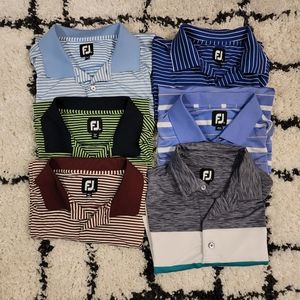Lot Of 14 FootJoy XL Mens Solid Striped Short Sleeve Pullover Golf Polo Shirt